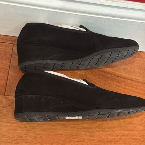 Thierry Rabotin Ziggy Black Suede Wedge Loafers Slip-Ons Size 37 - Picture 5 of 9